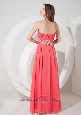 Empire Beaded Pattern Pleating Prom Dress