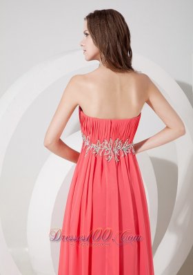 Empire Beaded Pattern Pleating Prom Dress