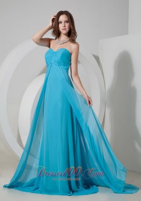 Empire Prom Dress Brush Train Chiffon Overlay with Slit