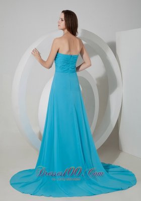 Empire Prom Dress Brush Train Chiffon Overlay with Slit