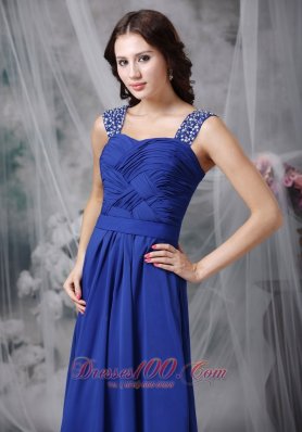 Beaded Straps Chiffon Twisted Ruch Prom Dress