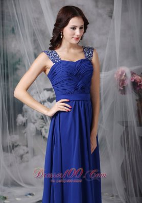 Beaded Straps Chiffon Twisted Ruch Prom Dress