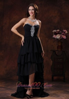 Prom Dress High-low Rhinestones Layered Ruffles