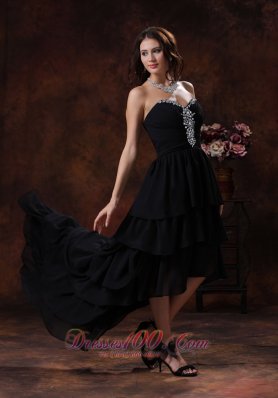 Prom Dress High-low Rhinestones Layered Ruffles