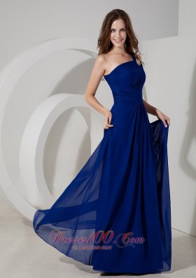 One Shoulder with Two straps Evening Dress Empire