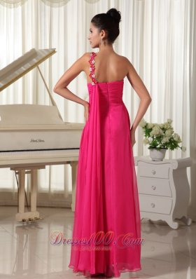 Appliques One Shoulder Hi Lo Drapping Fabric Prom Dress