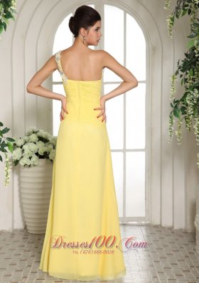 One Shoulder with Applique High Slit Prom Dress