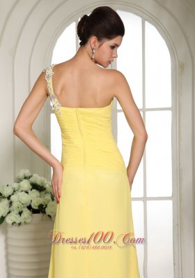 One Shoulder with Applique High Slit Prom Dress