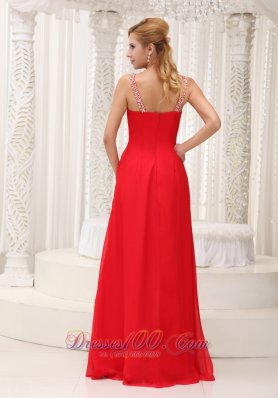 Beaded Decorate Straps High Slit Prom / Evening Dress