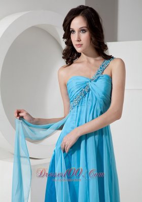 One Shoulder Drapping Fabric Both Side Prom Dress