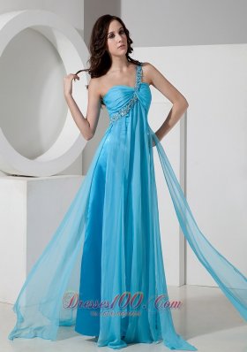 One Shoulder Drapping Fabric Both Side Prom Dress