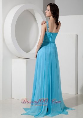 One Shoulder Drapping Fabric Both Side Prom Dress