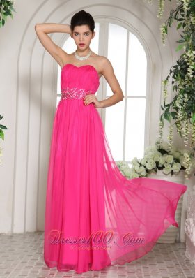 Column Prom Celebrity Dress Beading Decorated Waistband