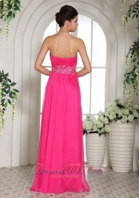 Column Prom Celebrity Dress Beading Decorated Waistband