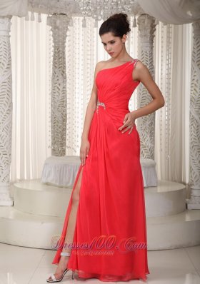 Floral Beading One Shoulder Prom / Evening Dress