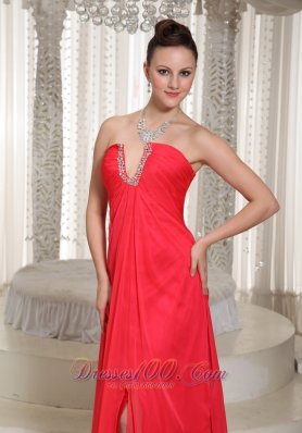 Beaded Slot Sexy Slit Long Prom Dress With Chiffon