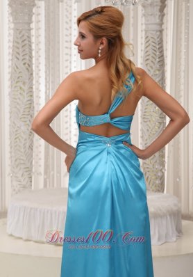 Ruched One Shoulder High Slit Prom / Evening Dress