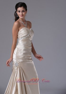 Ruched Bust Prom Dress Satin Mermaid With Train