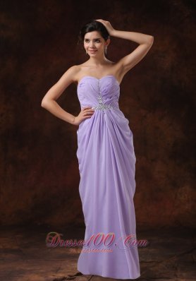 Beading Lilac Empire Prom Dress With Drapping Fabric