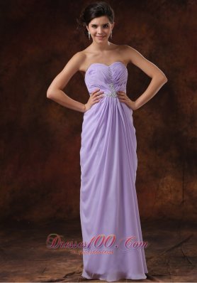 Beading Lilac Empire Prom Dress With Drapping Fabric