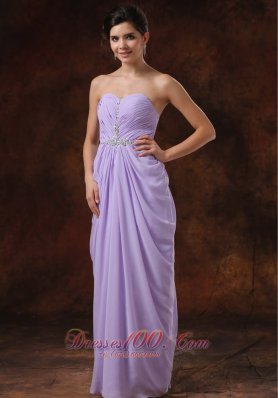 Beading Lilac Empire Prom Dress With Drapping Fabric