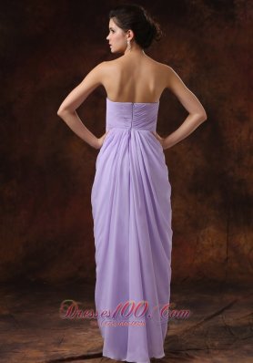 Beading Lilac Empire Prom Dress With Drapping Fabric