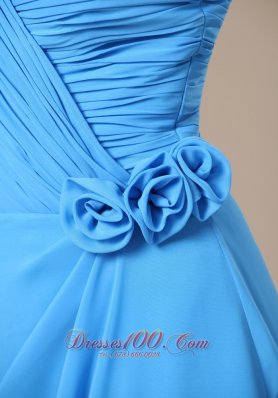 High Slit Flowers Decorate Bridesmaid Dress Ruched 