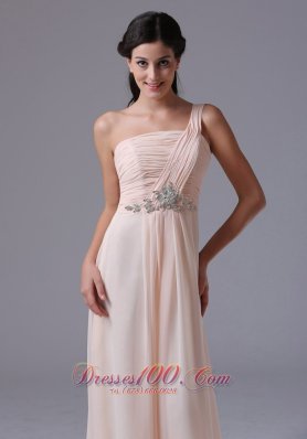 Empire One Shoulder Prom Dress With Ruch Beading