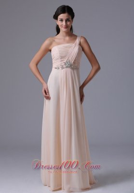 Empire One Shoulder Prom Dress With Ruch Beading