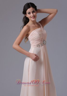 Empire One Shoulder Prom Dress With Ruch Beading