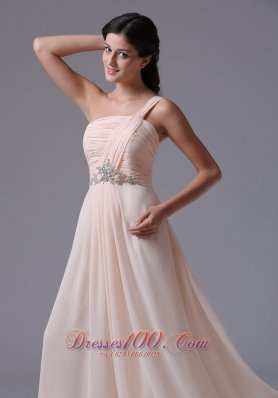 Empire One Shoulder Prom Dress With Ruch Beading