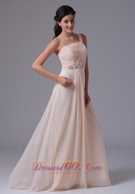 Empire One Shoulder Prom Dress With Ruch Beading