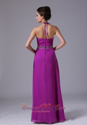 Halter Fuchsia Chiffon 2013 Prom Dress Colorful Beading