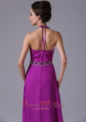 Halter Fuchsia Chiffon 2013 Prom Dress Colorful Beading