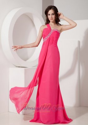 Column Evening Dress Ruched One Shoulder Drapping Fabric Front
