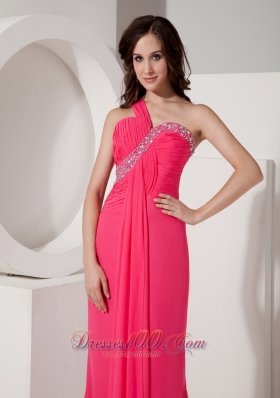 Column Evening Dress Ruched One Shoulder Drapping Fabric Front