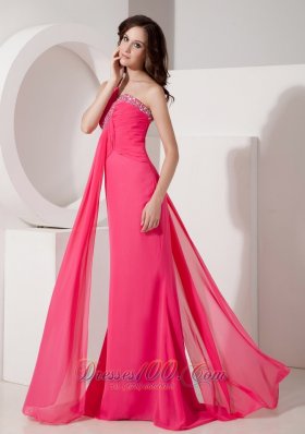 Column Evening Dress Ruched One Shoulder Drapping Fabric Front