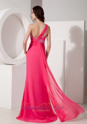 Column Evening Dress Ruched One Shoulder Drapping Fabric Front