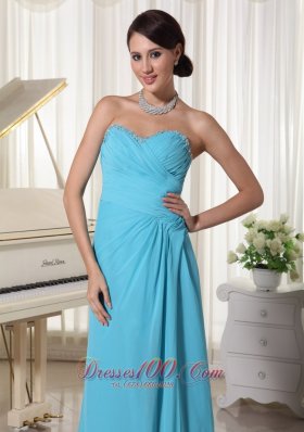 High Slit Prom Party Dress With Beading Decorated Side Slit