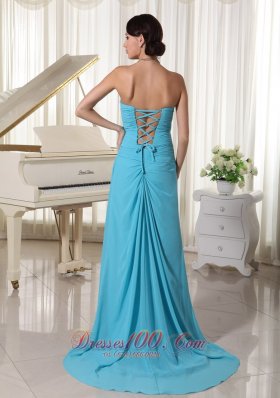 High Slit Prom Party Dress With Beading Decorated Side Slit