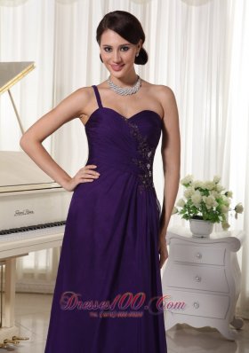 Prom Dress Floor-length Black Appliques One Shoulder