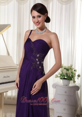 Prom Dress Floor-length Black Appliques One Shoulder