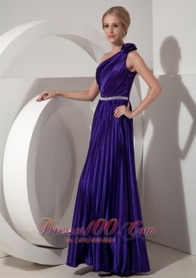 Floral One Shoulder Prom Dress Beading Decorated  Pleating