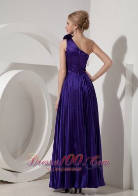 Floral One Shoulder Prom Dress Beading Decorated  Pleating