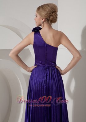 Floral One Shoulder Prom Dress Beading Decorated  Pleating