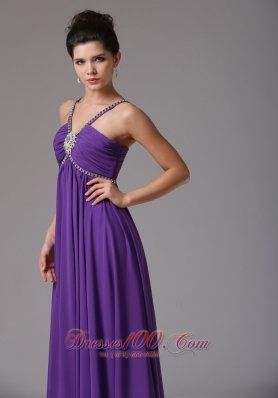 Empire Beaded Spaghetti Straps Prom Dress Ruch and Beading