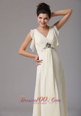 Empire V-neck Prom Dress Beading Loose Sleeves