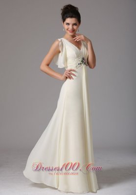 Empire V-neck Prom Dress Beading Loose Sleeves