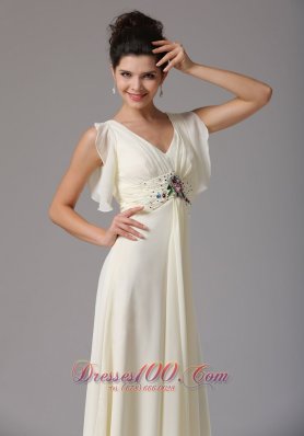 Empire V-neck Prom Dress Beading Loose Sleeves