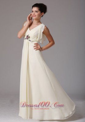 Empire V-neck Prom Dress Beading Loose Sleeves